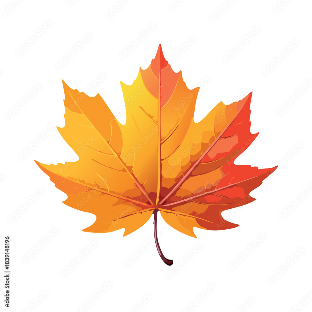 Obraz premium an isolated image of a 3d fallen mapple leaf, redshift, high-resolution, white background, 