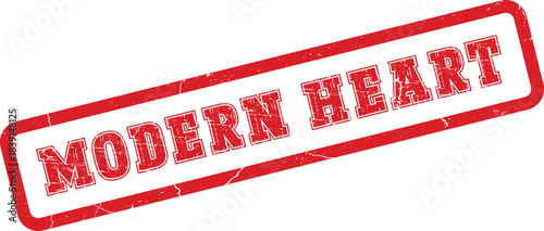 Authentic Red Modern Heart Grungy Rubber Stamp for Contemporary Emotional Expression