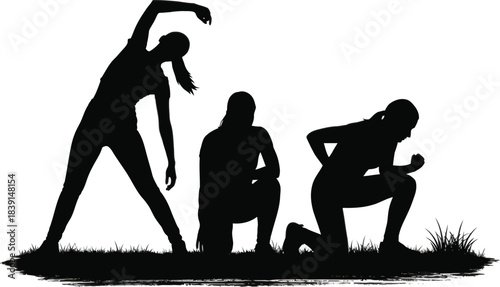 Fitness workout women silhouette exercise vector