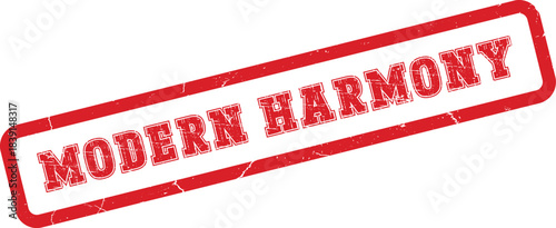 Distressed Red Rubber Stamp with Modern Harmony Text for Balanced Concepts