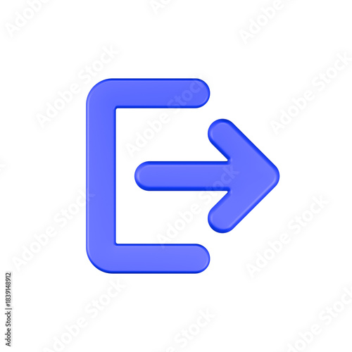 Cuadro en lienzo 3d rendering icon logout blue color