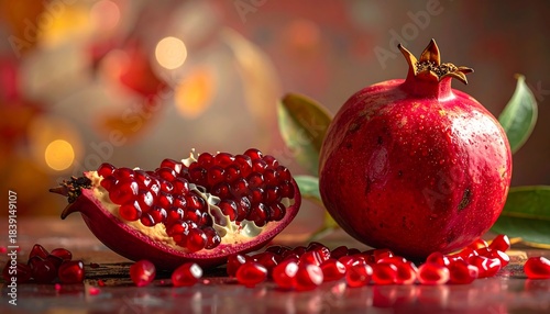 pomegranate on a wooden table