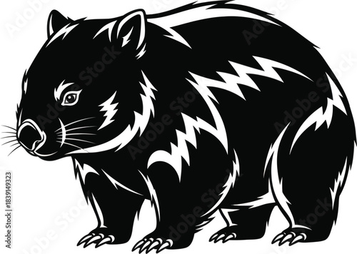 Wombat silhouette vector Australian wildlife animal illustration
