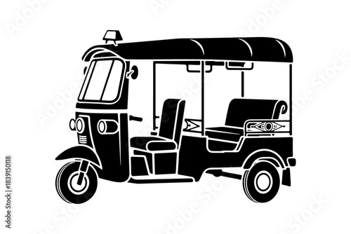 Tuk-tuk three-wheeled auto rickshaw, a common mode of transportation in many Asian countries, often used for short-distance travel and tourism