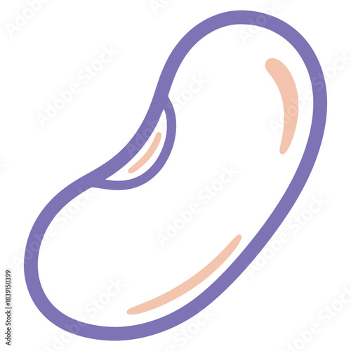 Minimalist purple bean illustration offering a simple and healthy food icon for various design projects promoting vegan and plantbased diets with clean line art style graphics
