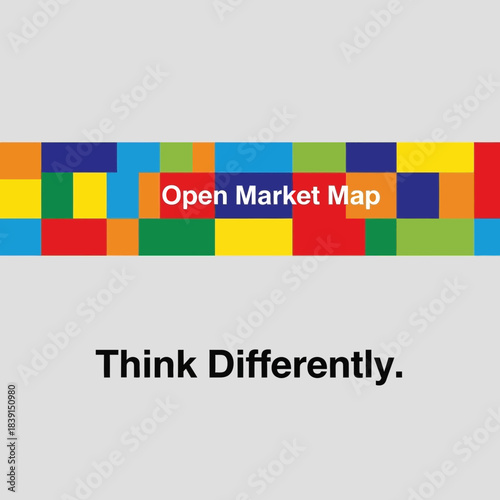 Open Market Map with 'Think Differently' slogan presented on a colorful block background
