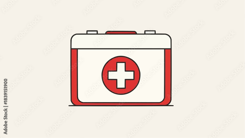 Obraz premium First Aid Kit Icon Vector Illustration A Simple Representation of Medical Emergency Preparedness