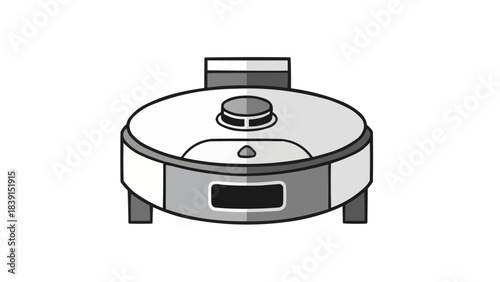 Robot vacuum cleaner on a clean floor, a simple illustration of a household appliance in a domestic environment from a top-down viewpoint