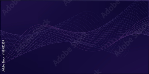 glowing blue wavy lines on abstract technology dark blue background. digital hi tech vector illustration with particle striped wave lines.eps