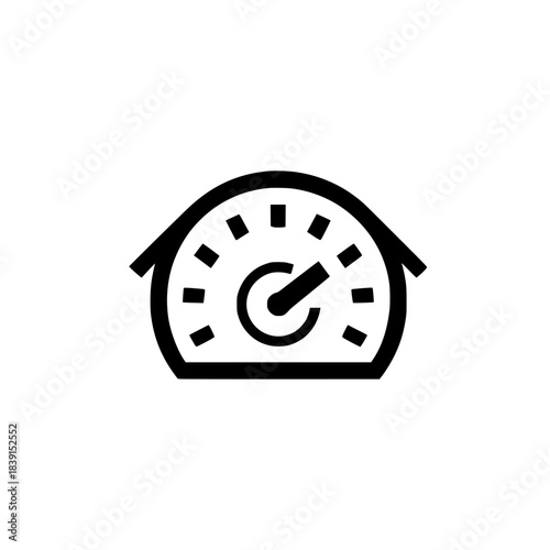 Creative speedometer icon graphic displaying fast motion concept through dynamic gauge form