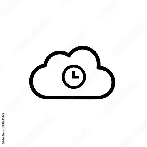 Cloud clock icon vector illustration showing time symbol inside soft sky cloud shape