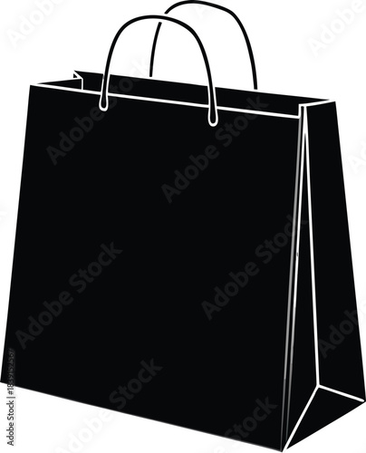 A cartoon style shopping bag bold black color wit