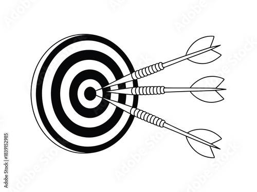 Darts Hitting Bullseye Target Board
