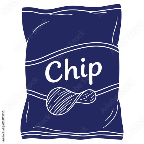 Crisp potato chip package illustration a tempting snack ready to enjoy with a simple design for branding