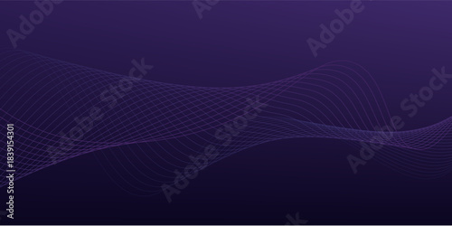 glowing blue wavy lines on abstract technology dark blue background. digital hi tech vector illustration with particle striped wave lines.eps
