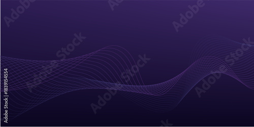 glowing blue wavy lines on abstract technology dark blue background. digital hi tech vector illustration with particle striped wave lines.eps