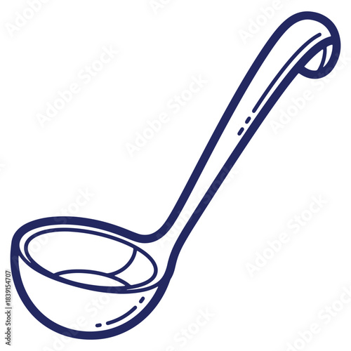 Single ladle illustration for culinary use and serving of liquids and cooking ingredients and utensil representation