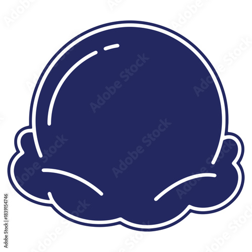 Single scoop of ice cream dessert food illustration in vibrant blue hue against white backdrop for graphic design projects