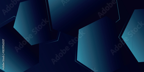 Dark abstract background with glowing blue overlapping hexagon shape design. Modern and futuristic background concept for cover, brochure, presentation, certificate and website. EPS. 3