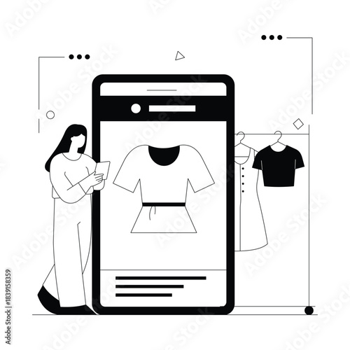 Fashion Influencer Vector Outline Illustration EPS 10 File