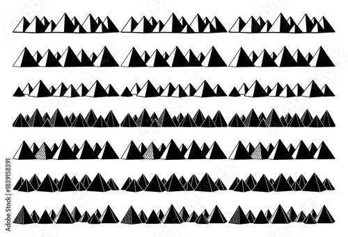 Egyptian pyramids borders set vector silhouette dividers with geometric triangle shapes