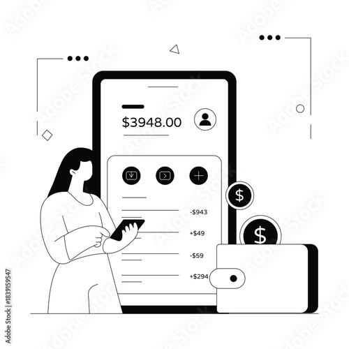 Payment Gateway Vector Outline Illustration EPS 10 File
