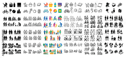 Diverse group activity icons collection