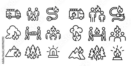 Forest Fire Rescue Icons