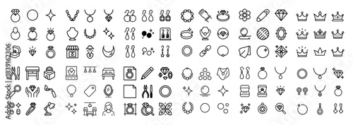 Elegant jewelry icons collection