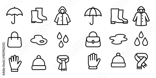 Minimal Rain Accessories Icons