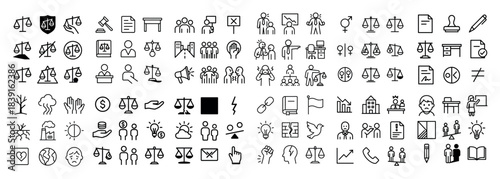 Diverse law and justice icon set