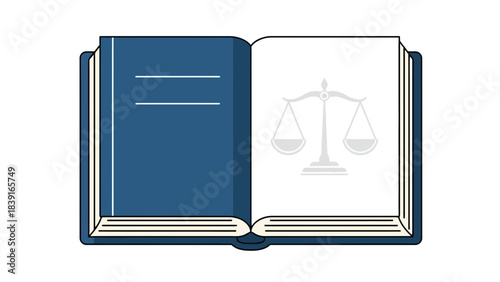 Open Law Book with Scales of Justice Symbol Legal System Concept