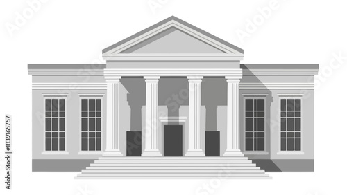 Elegant Classical Architecture of a Government Building or Museum with Columns and Pediment