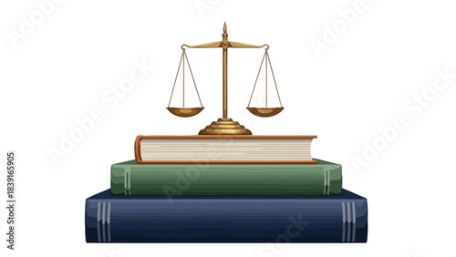 Justice Scales on Stack of Law Books Symbol of Legal System Education and Fair Judgment