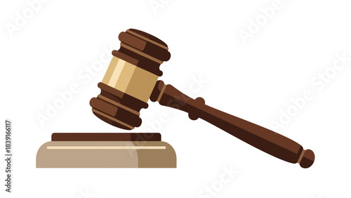 Brown Wooden Gavel on Sounding Block Symbol of Justice Law Auction and Decision Making