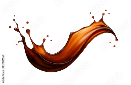 Realistic splash of Cola, tea, coffee or whiskey. Vector realistic illustration