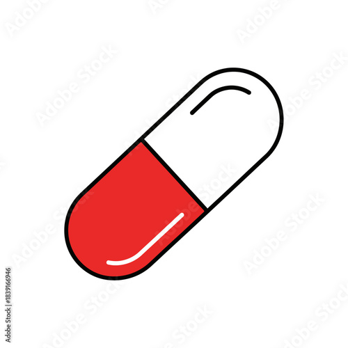 Red and White Capsule Pill Icon
