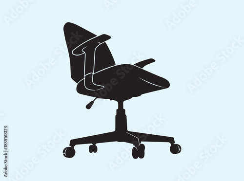 Minimal swivel chair silhouette designed in smooth monochrome vector style
