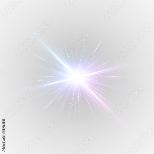 Sunlight beams and sparkling energy in stadium space. Glittering star and flare with festive magic overlay.