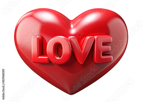 red heart icon in shape on isolated background 3d