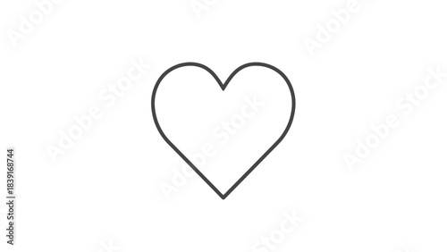 Simple Outline Heart Shape, Minimalist Symbol of Love, Romance, and Affection