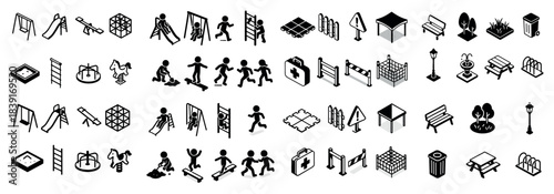 Playground activity isometric icon set
