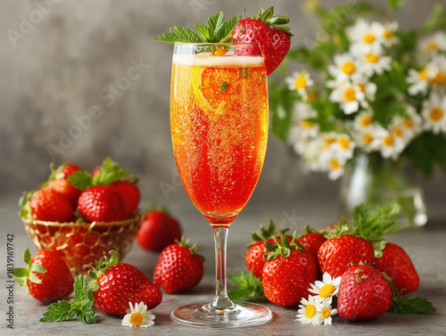 Bellini cocktail in a champ...
