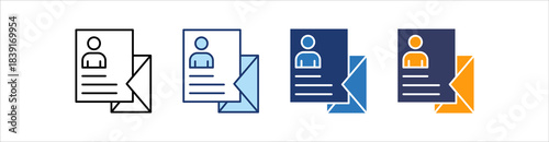 Cover Letter Icon Set Multiple Style Collection