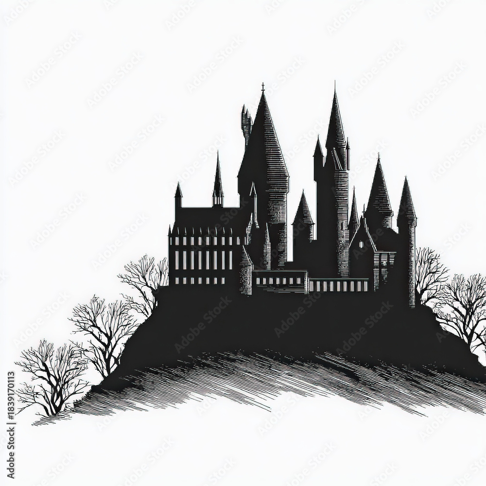 Fototapeta premium Fine Castle silhouette winter