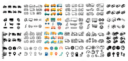 Various truck and vehicle icons and symbols