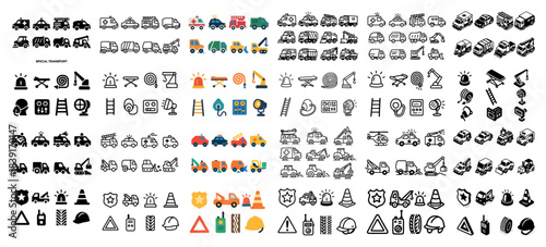 Variety of special transport and safety icons