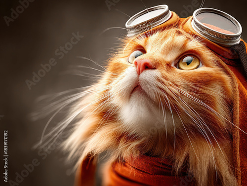 Cat in a pilot costume