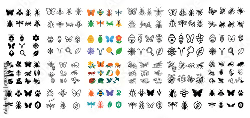 Assorted insect and nature icons collection