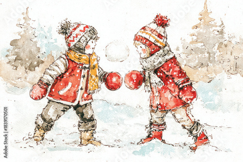 Christmas watercolor illust...